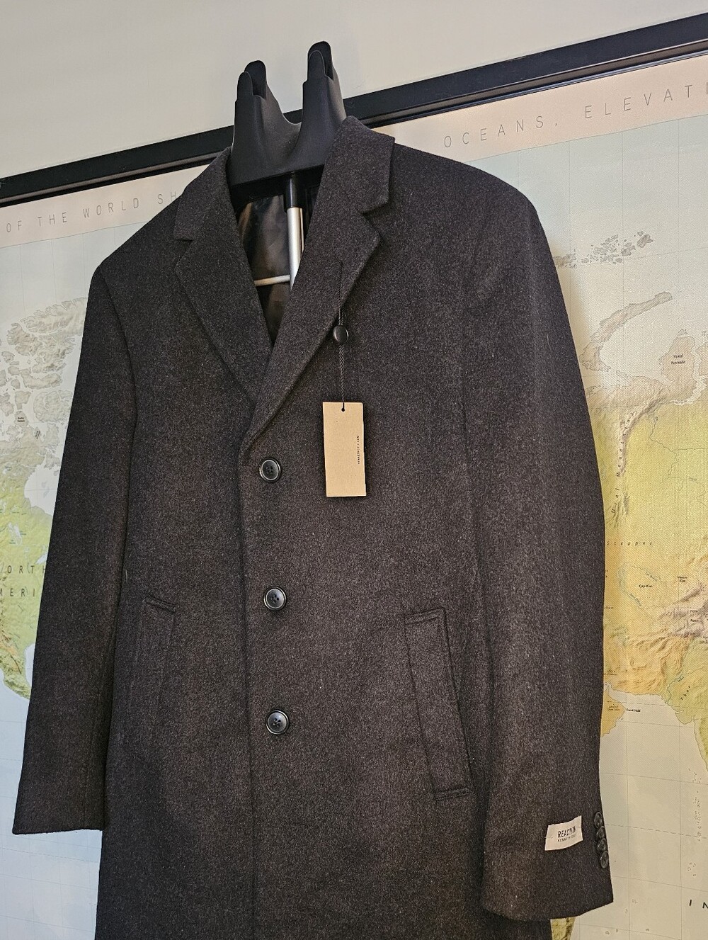 Reaction Kenneth Cole Charcoal Wool Blend Coat